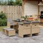 Preview: ARDEBO.de - 9-tlg. Garten-Essgruppe mit Kissen Beigemischung Poly Rattan