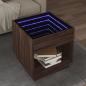 Preview: ARDEBO.de - Couchtisch mit Infinity-LED Braun Eichen-Optik 50x50x50 cm