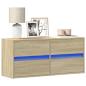 Preview: ARDEBO.de - TV-Wandschrank mit LED-Beleuchtung Sonoma-Eiche 100x31x45 cm