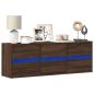 Preview: ARDEBO.de - TV-Wandschrank LED-Beleuchtung Braun Eichen-Optik 130x31x45 cm