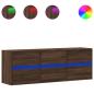 Preview: TV-Wandschrank LED-Beleuchtung Braun Eichen-Optik 130x31x45 cm