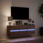Preview: TV-Wandschrank LED-Beleuchtung Braun Eichen-Optik 130x31x45 cm