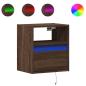 Preview: Wand-Nachttische mit LED-Leuchten 2 Stk. Braun Eichen-Optik