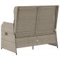 Preview: Gartenbank Verstellbar mit Kissen Hellgrau Poly Rattan