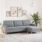 Preview: ARDEBO.de - 3-Sitzer-Sofa mit Hocker Hellgrau 210 cm Stoff