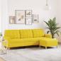 Preview: ARDEBO.de - 3-Sitzer-Sofa mit Hocker Hellgelb 210 cm Stoff