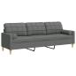 Preview: Sofa 3-Sitzer mit Zierkissen Dunkelgrau 210 cm Stoff
