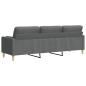 Preview: Sofa 3-Sitzer mit Zierkissen Dunkelgrau 210 cm Stoff
