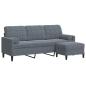 Preview: 3-Sitzer-Sofa mit Hocker Dunkelgrau 180 cm Samt