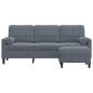 Preview: 3-Sitzer-Sofa mit Hocker Dunkelgrau 180 cm Samt