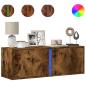 Preview: TV-Wandschrank mit LED-Beleuchtung Räuchereiche 100x31x35 cm
