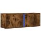 Preview: TV-Wandschrank mit LED-Beleuchtung Räuchereiche 100x31x35 cm