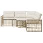 Preview: Gartensofa in L-Form mit Kissen und Fußbank Beige Poly Rattan
