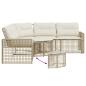 Preview: Gartensofa in L-Form mit Kissen und Fußbank Beige Poly Rattan