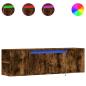 Preview: TV-Wandschrank mit LED-Beleuchtung Räuchereiche 135x31x39,5 cm
