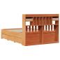 Preview: Massivholzbett mit Regal ohne Matratze Wachsbraun 150x200 cm