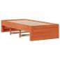 Preview: Massivholzbett mit Regal ohne Matratze Wachsbraun 75x190 cm