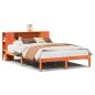 Preview: Massivholzbett mit Regal ohne Matratze Wachsbraun 135x190 cm
