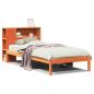 Preview: Massivholzbett mit Regal ohne Matratze Wachsbraun 100x200 cm