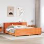 Preview: ARDEBO.de - Massivholzbett ohne Matratze Wachsbraun 200x200 Kiefernholz