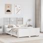 Preview: ARDEBO.de - Massivholzbett mit Regal ohne Matratze Weiß 140x200 cm