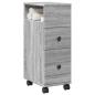 Preview: ARDEBO.de - Badschrank Schmal mit Rollen Grau Sonoma Holzwerkstoff