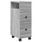 Preview: Badschrank Schmal mit Rollen Grau Sonoma Holzwerkstoff