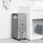 Preview: Badschrank Schmal mit Rollen Grau Sonoma Holzwerkstoff