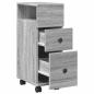 Preview: Badschrank Schmal mit Rollen Grau Sonoma Holzwerkstoff