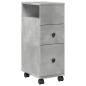 Preview: Badschrank Schmal mit Rollen Betongrau Holzwerkstoff