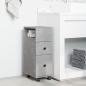 Preview: Badschrank Schmal mit Rollen Betongrau Holzwerkstoff