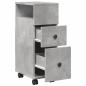 Preview: Badschrank Schmal mit Rollen Betongrau Holzwerkstoff