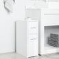 Preview: Badschrank Schmal mit Rollen Weiß Holzwerkstoff