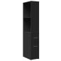 Preview: Badschrank Schmal mit Rollen Schwarz Holzwerkstoff