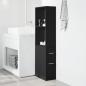 Preview: Badschrank Schmal mit Rollen Schwarz Holzwerkstoff