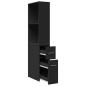 Preview: Badschrank Schmal mit Rollen Schwarz Holzwerkstoff