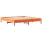 Preview: Massivholzbett mit Regal ohne Matratze Wachsbraun 200x200 cm