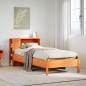 Preview: ARDEBO.de - Massivholzbett mit Regal ohne Matratze Wachsbraun 75x190 cm