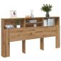 Preview: ARDEBO.de - Bett-Kopfteil mit Ablagen Artisan-Eiche 200x19x103,5 cm