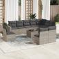 Preview: ARDEBO.de - 11-tlg. Garten-Sofagarnitur mit Kissen Hellgrau Poly Rattan