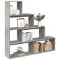 Preview: ARDEBO.de - Raumteiler-Bücherregal 4 Etagen Betongrau 143,5x29x143,5 cm