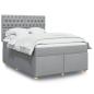 Preview: ARDEBO.de - Boxspringbett mit Matratze Hellgrau 160x200 cm Stoff