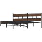 Preview: Metallbett ohne Matratze Braun Eichen-Optik 193x203 cm