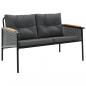 Preview: Gartenbank mit Kissen 116 cm Schwarz Stahl