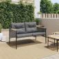 Preview: Gartenbank mit Kissen 116 cm Schwarz Stahl