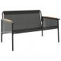 Preview: Gartenbank mit Kissen 116 cm Schwarz Stahl