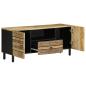 Preview: TV-Schrank Schwarz 105x33,5x46 cm Raues Mangoholz