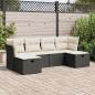 Preview: ARDEBO.de - 6-tlg. Garten-Sofagarnitur mit Kissen Schwarz Poly Rattan