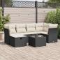 Preview: ARDEBO.de - 7-tlg. Garten-Sofagarnitur mit Kissen Schwarz Poly Rattan