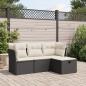 Preview: ARDEBO.de - 4-tlg. Garten-Sofagarnitur mit Kissen Schwarz Poly Rattan